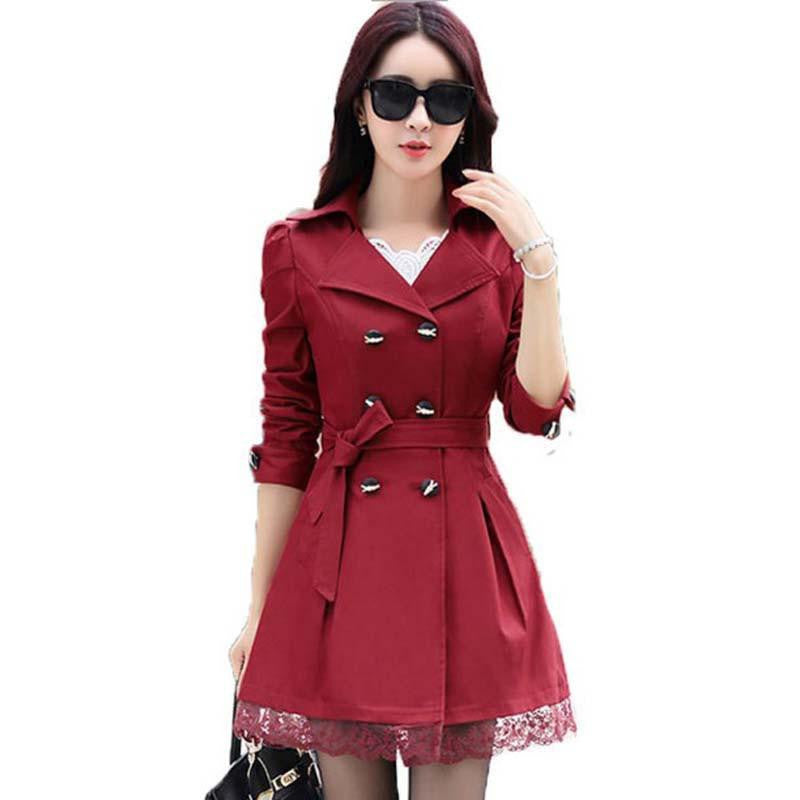 Women Coat Double Breasted Lace Casaco Outerwear ZZ3395
