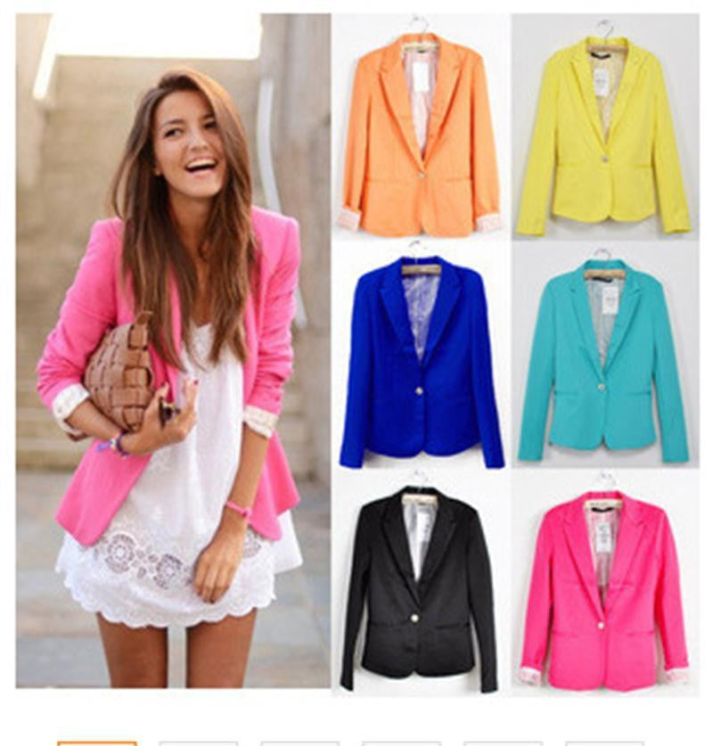 Women Suit Blazer Foldable Brand Jacket Made Of Cotton & Spandex With Lining Vogue Candy Colors Blazers A7995