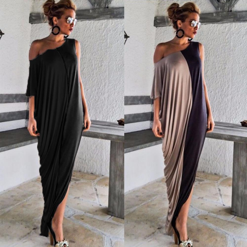 Women Casual Loose Off Shoulder Long Maxi Dress plus size office dress