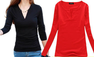 Online discount shop Australia - Long Sleeve V-Neck Shirt Women Casual Plus Size Blouses Knitted Body Tops