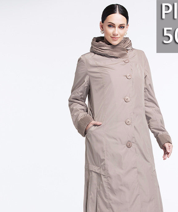 Online discount shop Australia - Frisky Women's Coat High Quality  Trench Slim Hooded Falbala Lapel Button Big Size AY-9076