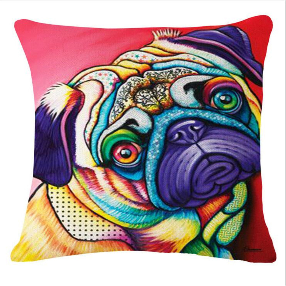 Online discount shop Australia - French Bulldog Pug Dog Cushion Bull Terrier Cavalier King Charles Spaniel Pillow Cushion Cotton Linen Car Euro Pillow Decorative