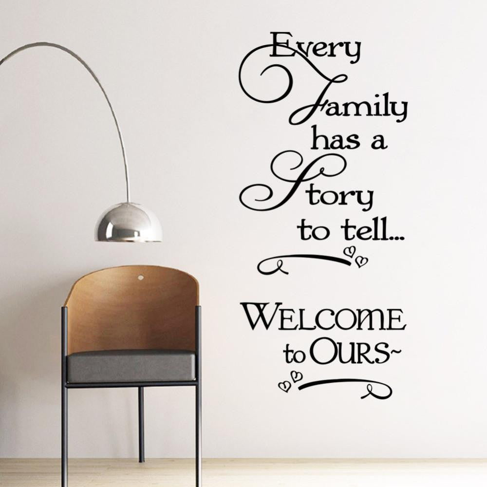 Welcome to Ours wall stickers every Family has a story quotes wall decals decorative removable heart vinyl Home Decor Decoratrom