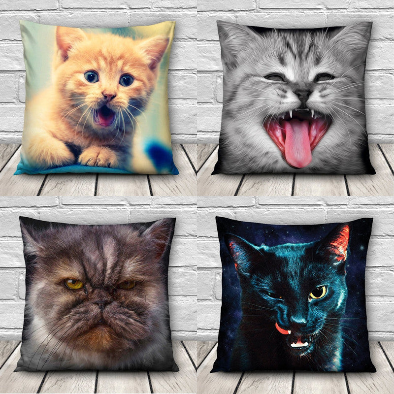 Online discount shop Australia - Cushion Cover Cat Animal Pillow Case Cotton Linen Pillowcase Cushion Cover Size 45*45 Sofa Home Decorative Throw Pillow Cover