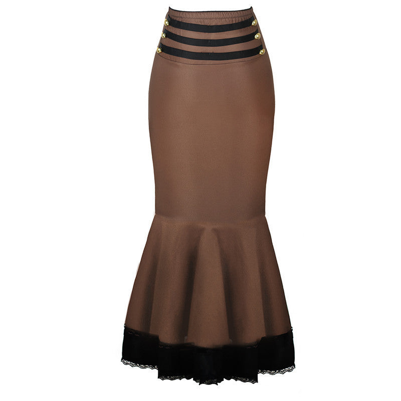 Online discount shop Australia - High Waist Bodycon Long Skirts Long Mermaid Skirt Stylish Steampunk Fishtail Zip Up Slim Vintage trumpet Skirts