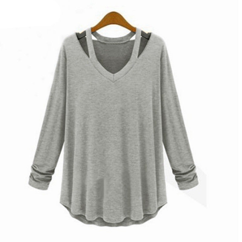 Online discount shop Australia - New Arrival Women Loose Casual Trendy Shirt Off Shoulder Long Sleeve V-Neck Tops Blouse Plus Size S-5XL 3 Colors