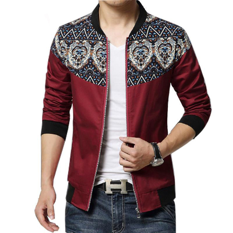 Fashion Brand Jacket Men Trend Flower Sleeve Patchwork Slim Fit Mens Clothes Men Casual Jacket 5XL