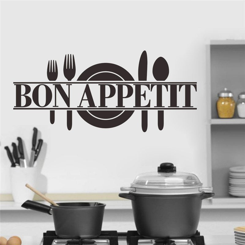 Online discount shop Australia - bon appetit food wall stickers kitchen room decoration diy vinyl home decals art posters papers 3.5