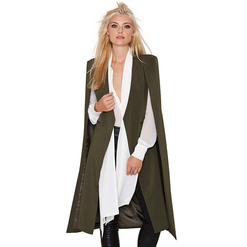 Online discount shop Australia - Fashion Women 3 Colors Open Stitch Cloak Trench Coats Outwears Poncho Coat