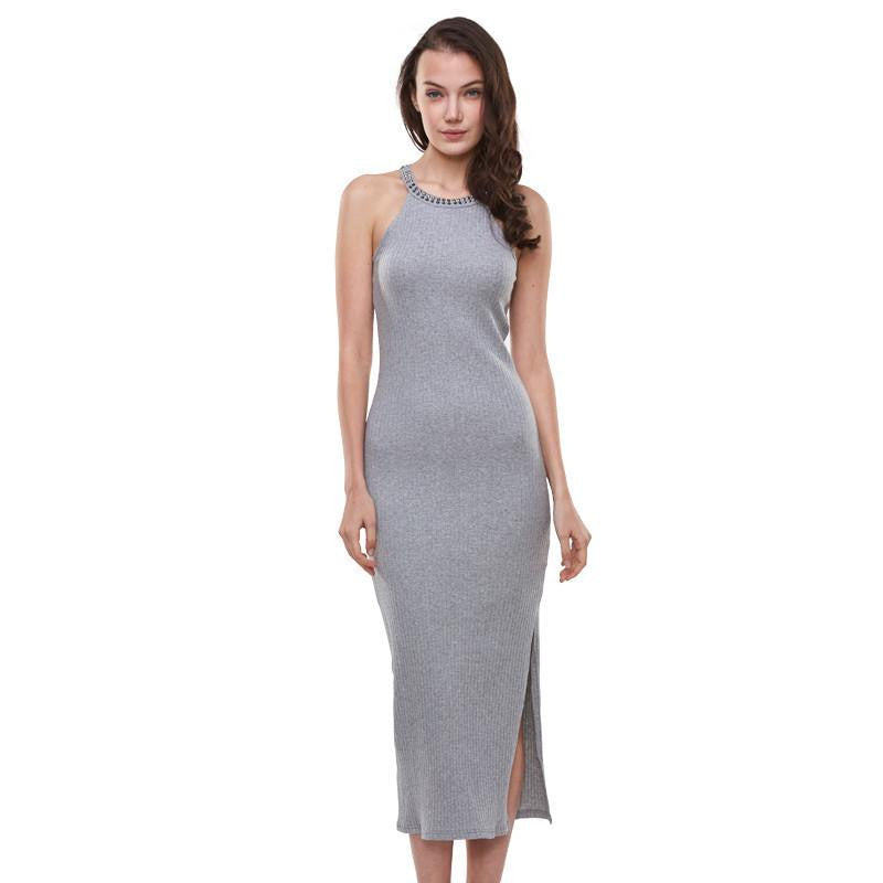 sleeveless cotton solid summer dresses casual O-neck women dress sexy and Solid Tank dresses WYQ-1366