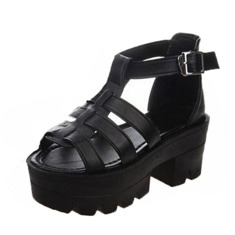 Women Platform Shoes Gladiator Women Sandals Hollow Out Weave Ladies Sandal XWZ939