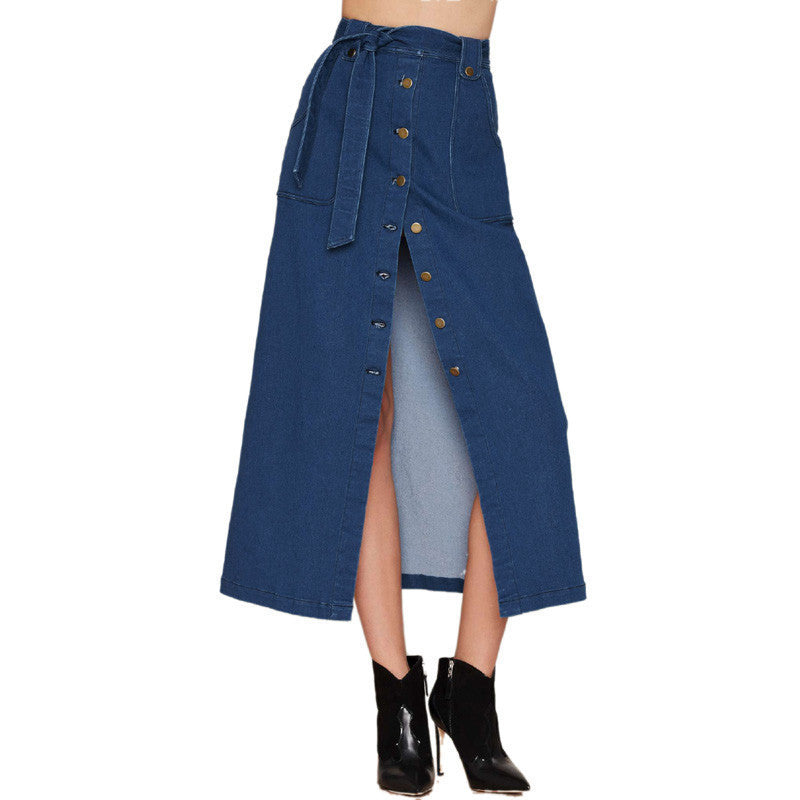 Women Denim skirts Long Skirt High Waist Jeans Maxi Skirts jeans Casual Plus Size Skirt 995