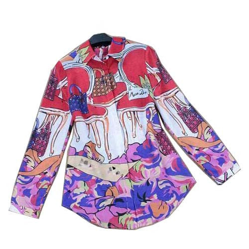 Online discount shop Australia - Luxury Colourful Printed Blouse & Full Sleeve Women Designer Shirts Plus Size XL