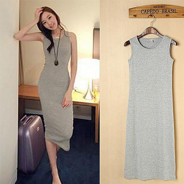 Women Sleeveless Spaghetti Strap Bodycon Bag Hip Slim Long Bottoming Dress vestidos