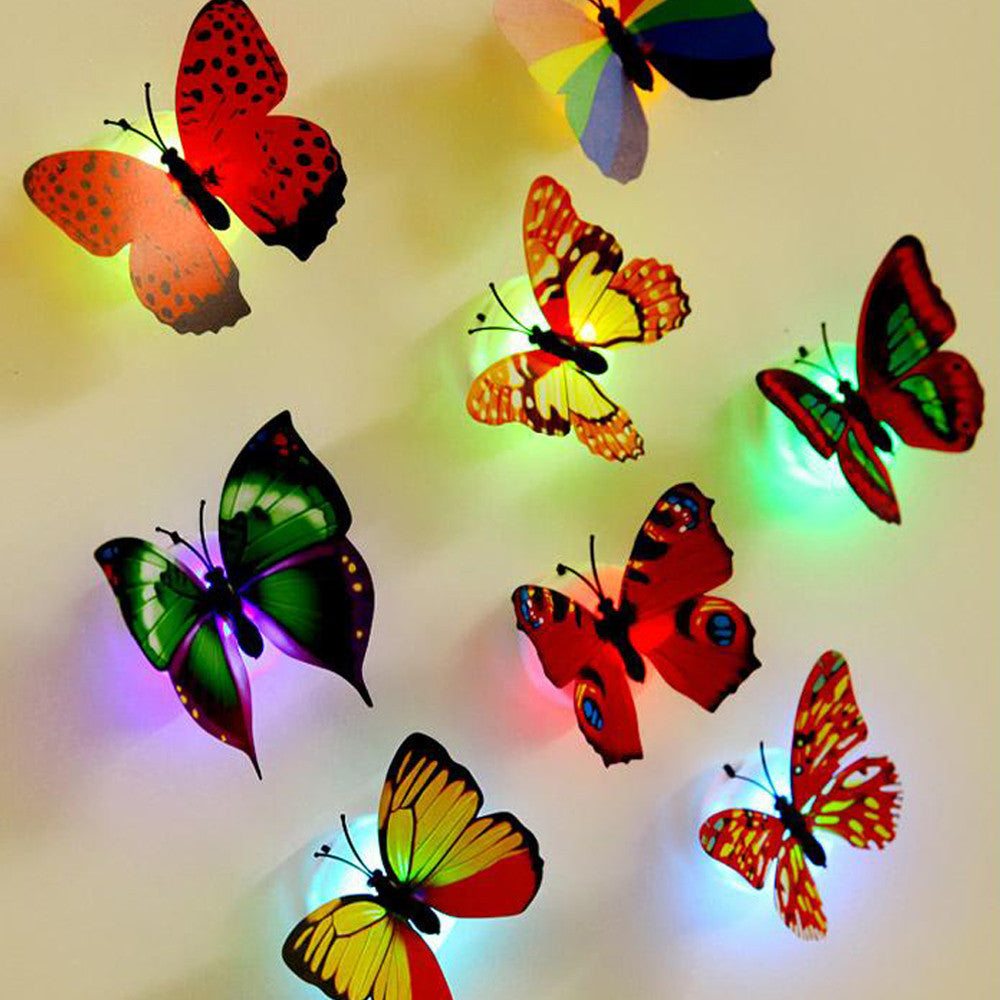 Online discount shop Australia - 10 pieces/lot wall stickers wall decoration butterfly butterfly LED lights wall stickers 3D house decoration new year decoration