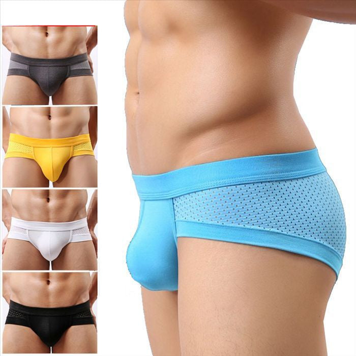 Online discount shop Australia - Mens Underwears Mesh Briefs Breathable Underpants Modal Soft Cotton Solid Low Waist 5-Colors Size L-XXL High Quality