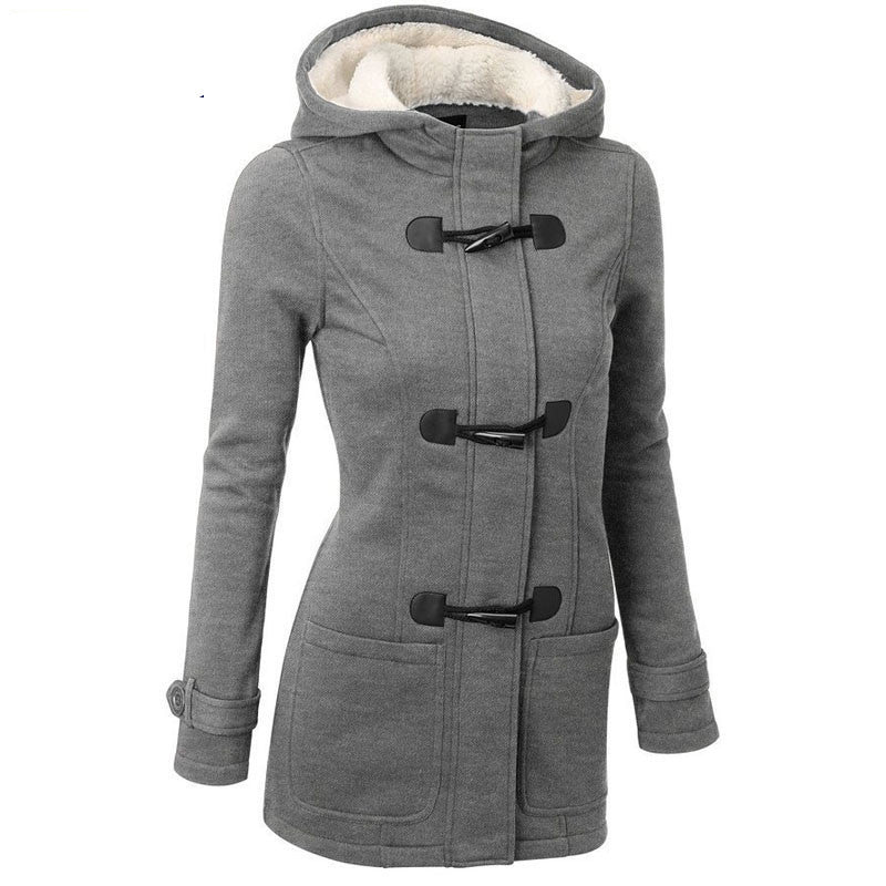 Online discount shop Australia - Coat Women New Fashion Women Wool Blends Slim Hooded Collar Zipper Horn Button Long Coats Outerwear special button