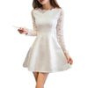 Spring Summer Autumn Women Lace Casual Dress Long Sleeve Korean Party Dresses Vestido White Black Pink Mini Dress Robe Dentelle