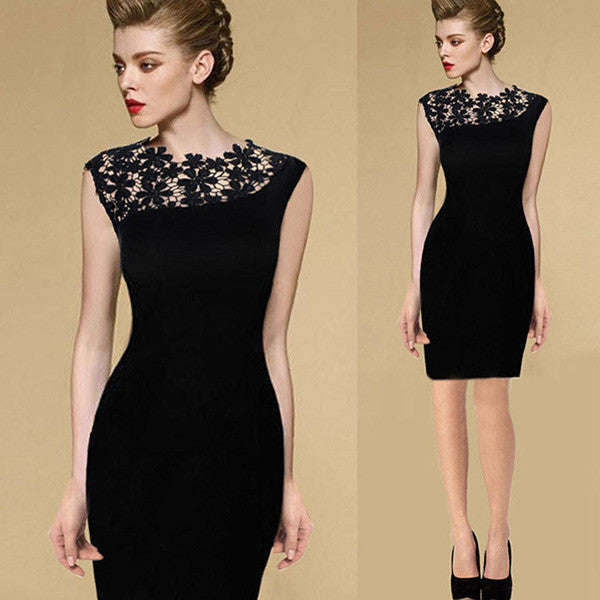 Online discount shop Australia - Elegant Dress Summer Black Sexy Women Stretch Evening Party Lace Slim Bodycon Pencil Dresses Vestidos Crochet Casual Dress H3