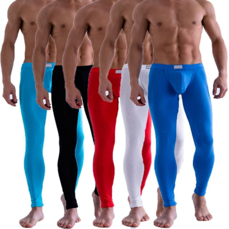 Solid Color Men's Long Johns Pants Thermal Underwear Low Rise Underpants M L XL