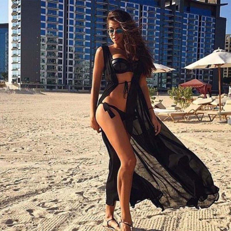 Women Loose Chiffon Cardigan Blouse Shirt Bathing Suit Swimsuit Bikini Cover Up Swimwear Beach Dress