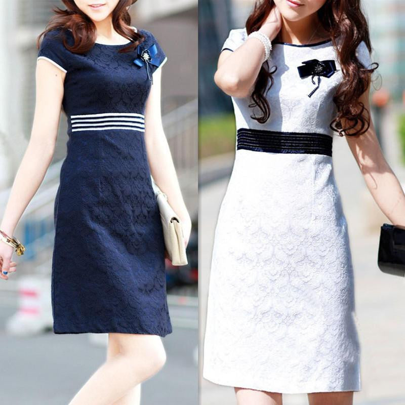 women dress professional slim hip casual dress elegant short-sleeve step one-piece dress