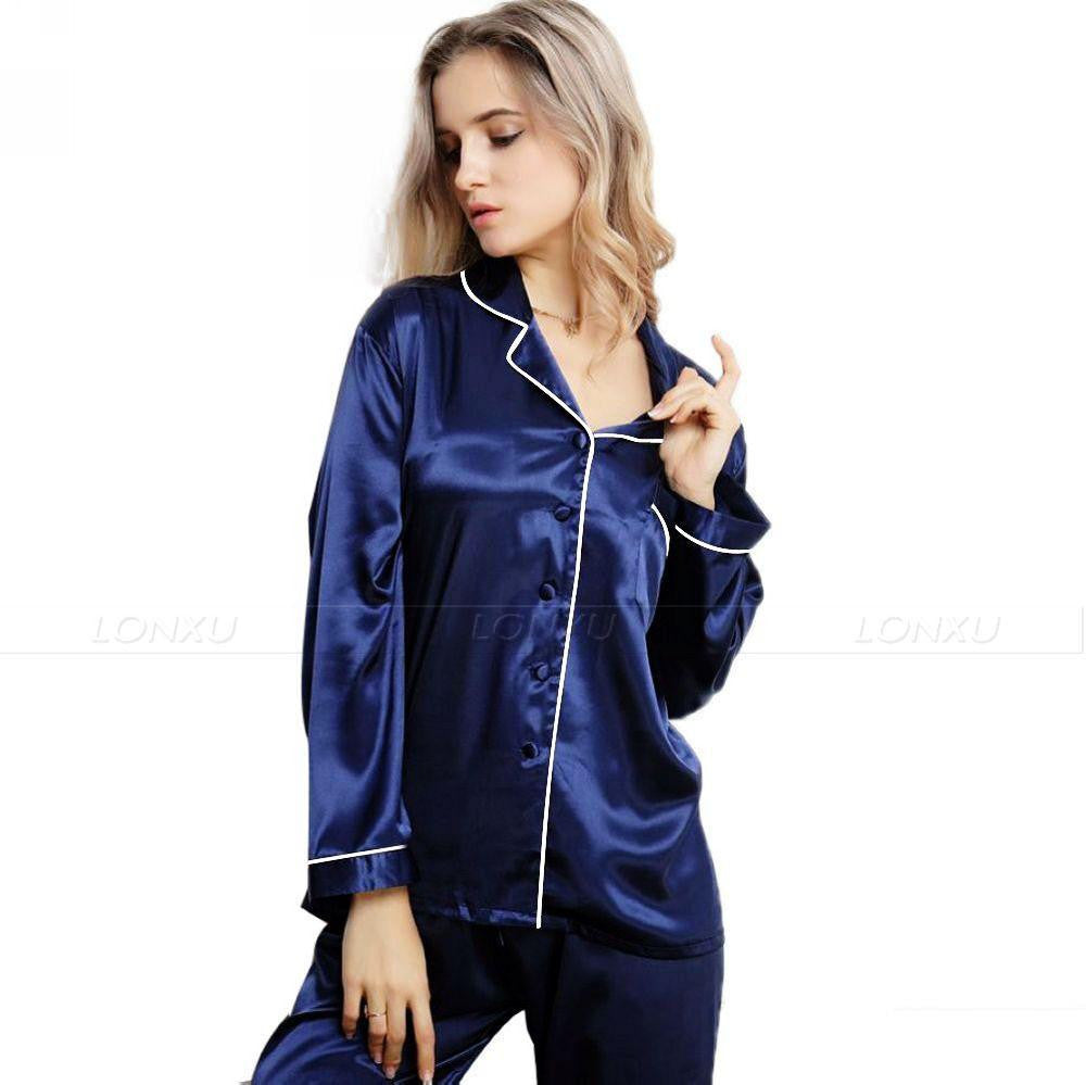 Womens Silk Satin Pajamas Set Sleepwear Loungewear