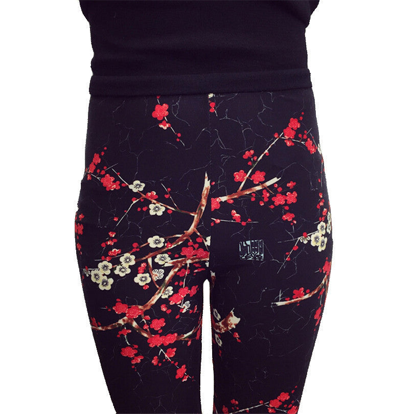 Online discount shop Australia - Female Leggings leggins Spring Autumn Graffiti Flowers Soft Graffiti Printed Women Mid Waist Slim Sportswear Pant K092