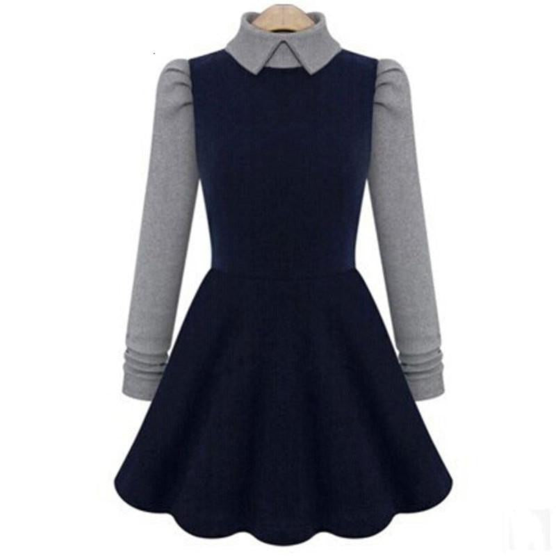 Winter Dress A Line Thicken Slim Thin Long Sleeve Dress Knit Bottoming Office Casual Dress