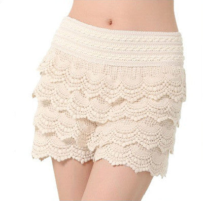 Online discount shop Australia - Fashion Womens Shorts Sweet Style Lace Crochet Elastic Waist Slim Short Pants