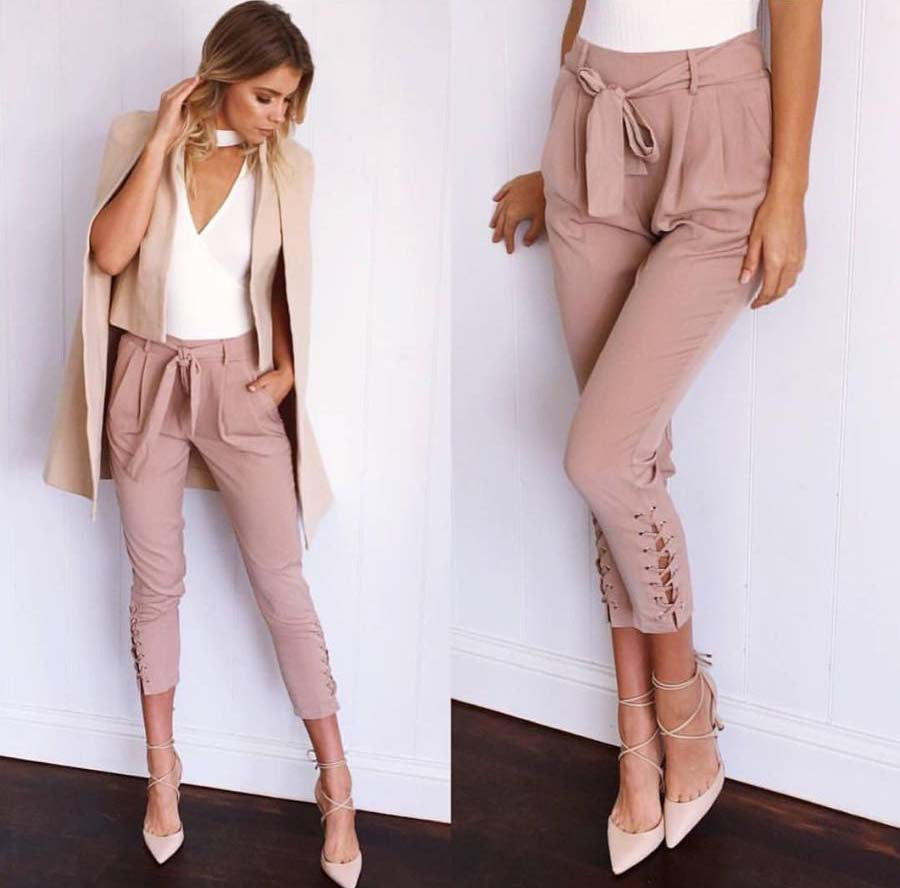 Online discount shop Australia - Missord Sexy tight Drawstring belt pants FT4752