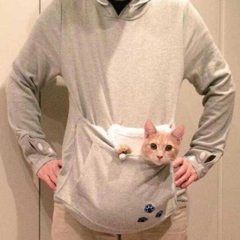 Online discount shop Australia - Big Pocket Grey Cat Dog Pet Casual Hoodie Sweatshirts Hoodie With Ears