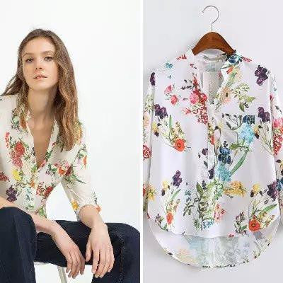 Online discount shop Australia - Women Fashion Casual Floral Print V-neck Shirt, Female Long Sleeves Tops Chiffon Blouse