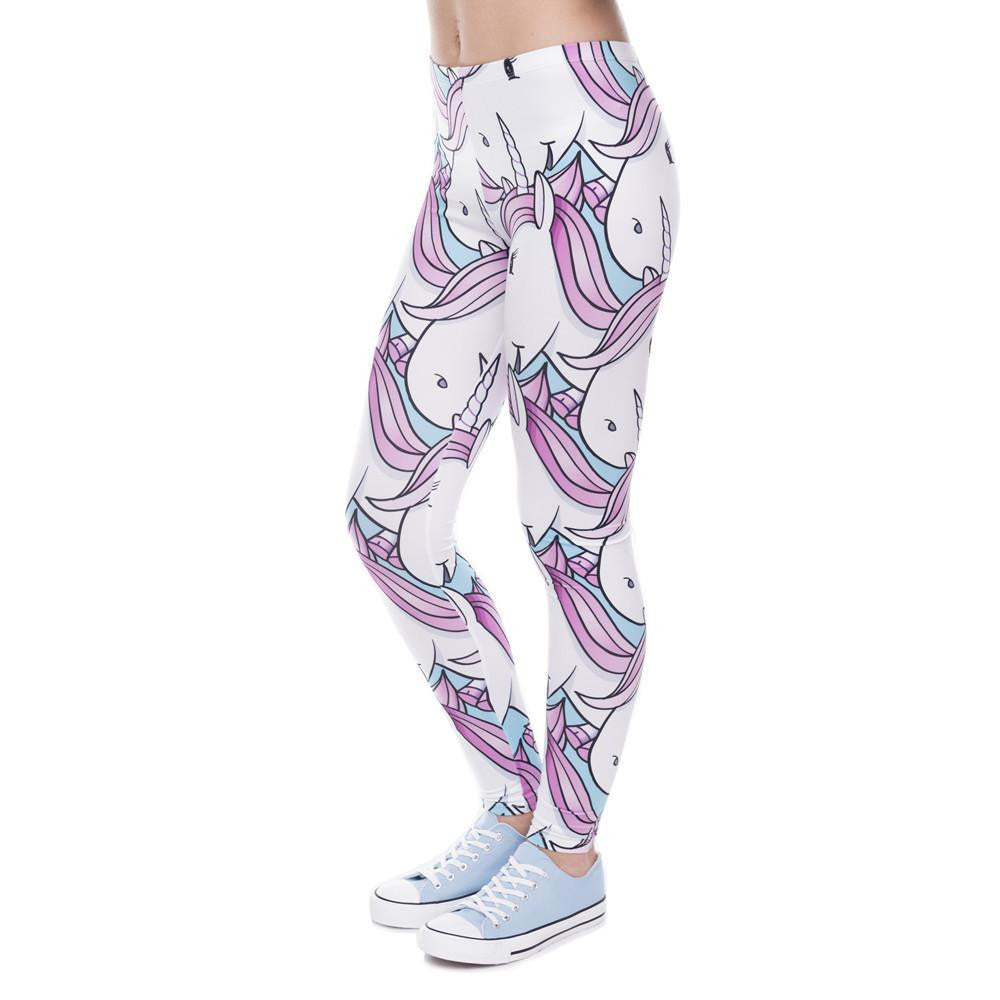 Women Leggings Digital Printed Trousers Pink White Unicorn Legging Slim High waist Legins Women Pants