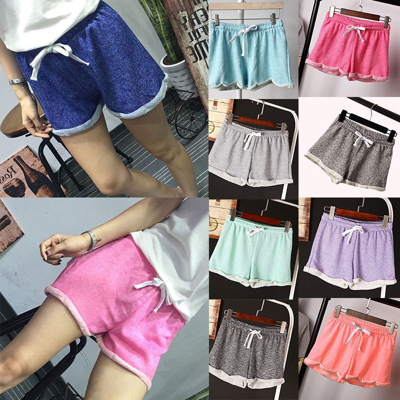 Fashion Women Elastic Waist Tunic Drawstring Elegant Beach Pocket Cuffs Casual Shorts