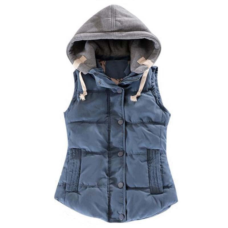Online discount shop Australia - 1PC Women Vest  Hooded Cotton Padded Veste  Gilet Waistcoat 10 Colors ZZ3396