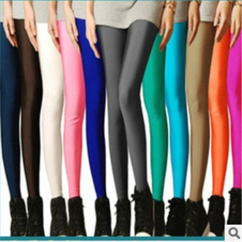 Online discount shop Australia - Neon Leggings New Autum Solid Candy Cotton Leggins For Women Fashion Slim Workout Pants Push Up Thin Leggins HDDK0022