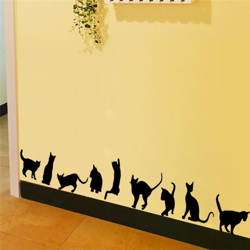 Online discount shop Australia - 9 cute cats playing wall stickers room decoration 3d diy vinyl home decals animals mural art poster 4.0