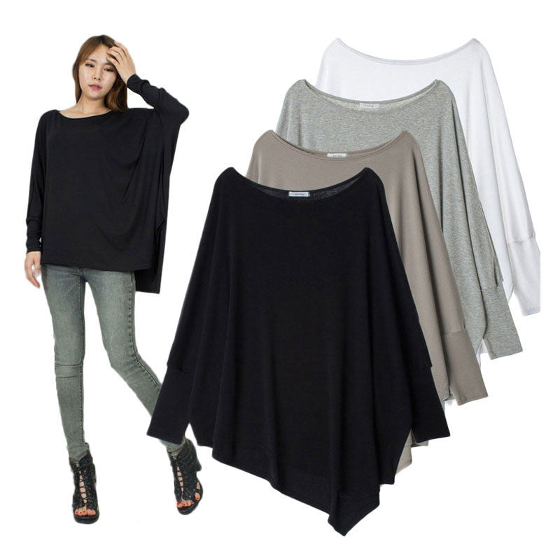 Online discount shop Australia - Large size irregular long blouses and shirts women batwing sleeve casual loose tops big size fashion
