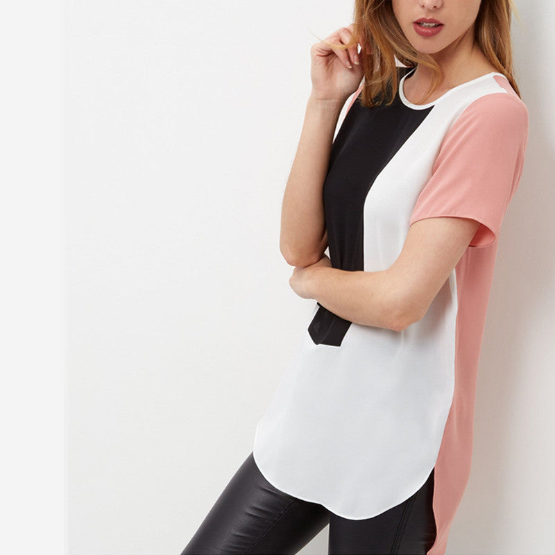 Online discount shop Australia - Loose Casual Long For Women Patchwork Chiffon Blouse XXXXL 5XL Tops Shirt