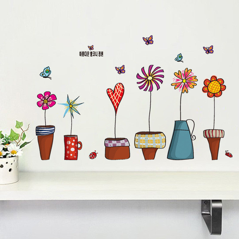 Online discount shop Australia - flowerpot butterfly wall stickers house decoration 947. diy print mural art plant home decals kids gift living bed playroom 4.0