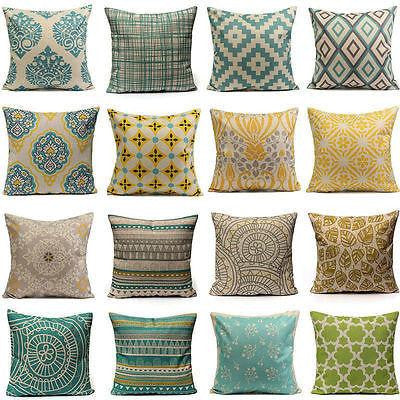 Vintage Geometric Flower Cotton Linen Throw Pillow Case Cushion Cover Home Decor
