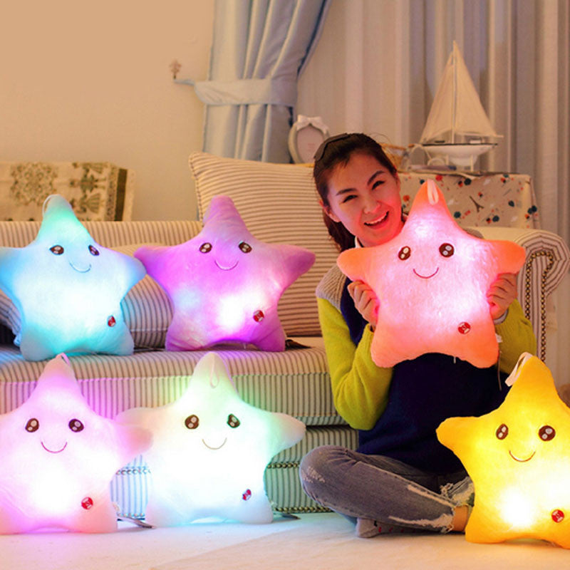 Online discount shop Australia - Colorful Star Glow LED Luminous Light Cushion Lovely Soft Relax Smile Stars Flashing Cushions