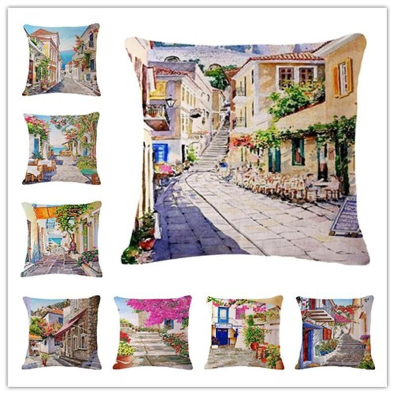The scenery Style 45*45cm Square Home Decorative Pillow Music Note Printed Throw Pillows Car Home Decor Cushion