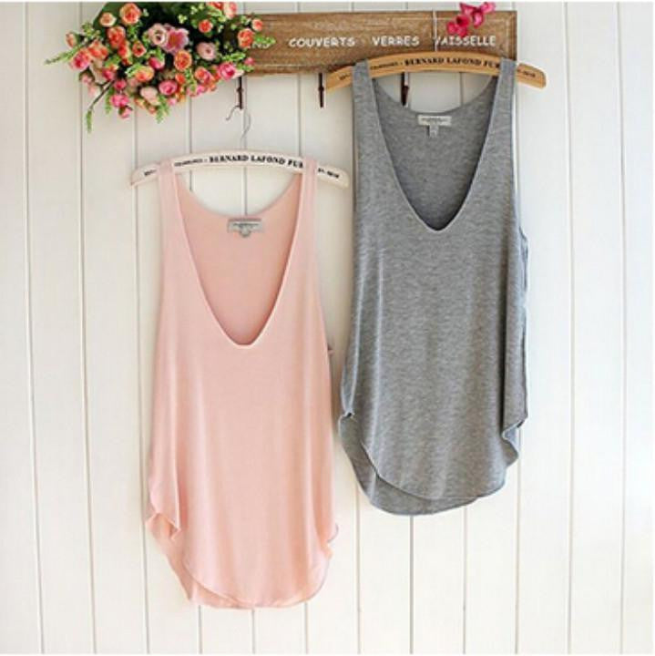 Online discount shop Australia - Amazing Fashion Woman Lady Sleeveless V-Neck Candy Color Vest Loose Tank Tops  Style