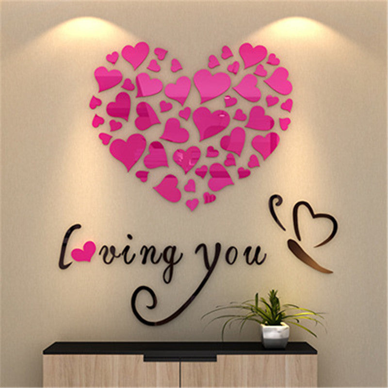 Online discount shop Australia - Love Acrylic Creative 3D Wall Stickers DIY 40cm Bedroom Living Room TV Background Wall Decoration