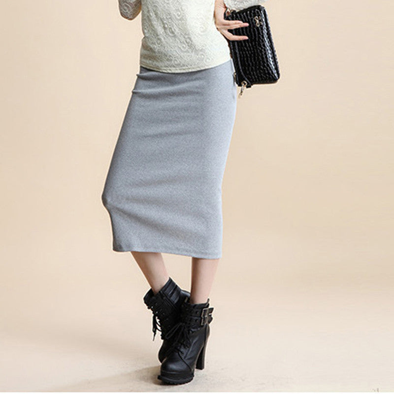 Online discount shop Australia - A Little Thick Sexy Chic Pencil Skirts Office Look Natural Waist Mid-Calf Solid Skirt Casual Slim Hip Placketing