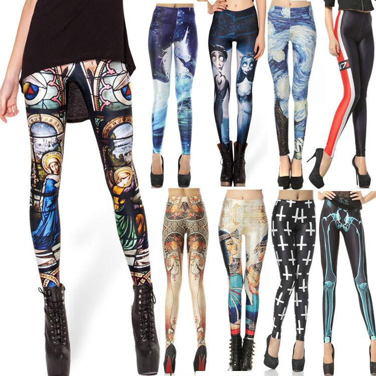 Women vintage Egypt Pharaoh King Tut Cheshire Cat Mechanical Bones White Black Aurora Skye Orange Leggings