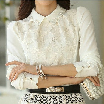 Online discount shop Australia - Blouses Shirts Women Tops Chiffon Blouse Ladies Blouses White For Women