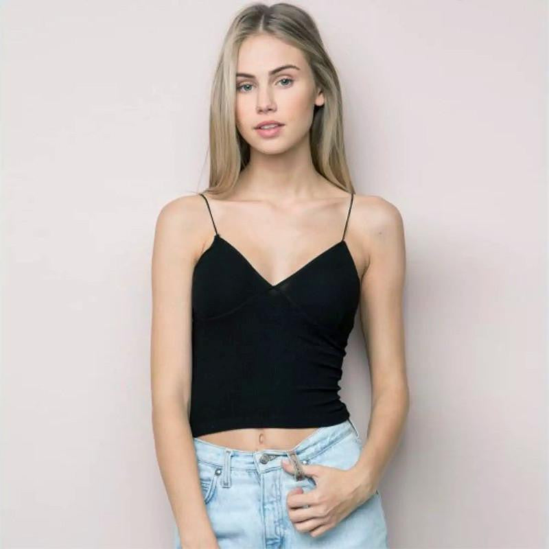 Women sexy bustier crop tops Cotton bralette tops Deep V Neck Pfeiffer Tank tops Camis Slim camisole